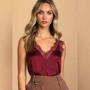Forever Flirty Plum Purple Lace Cami Top NWT